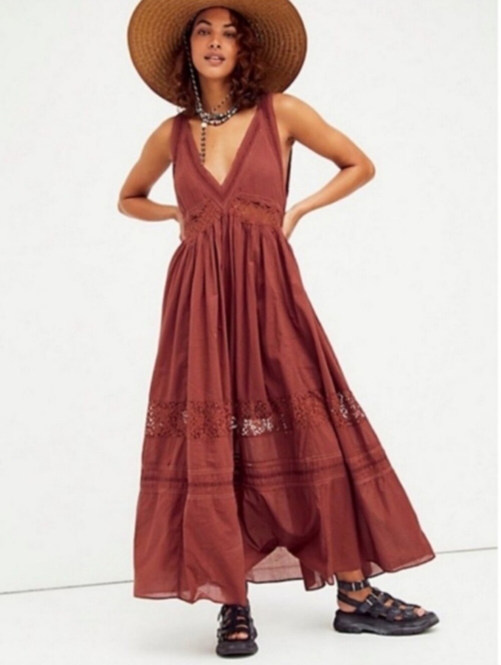 Free People Carla Lace Maxi Dress Size L